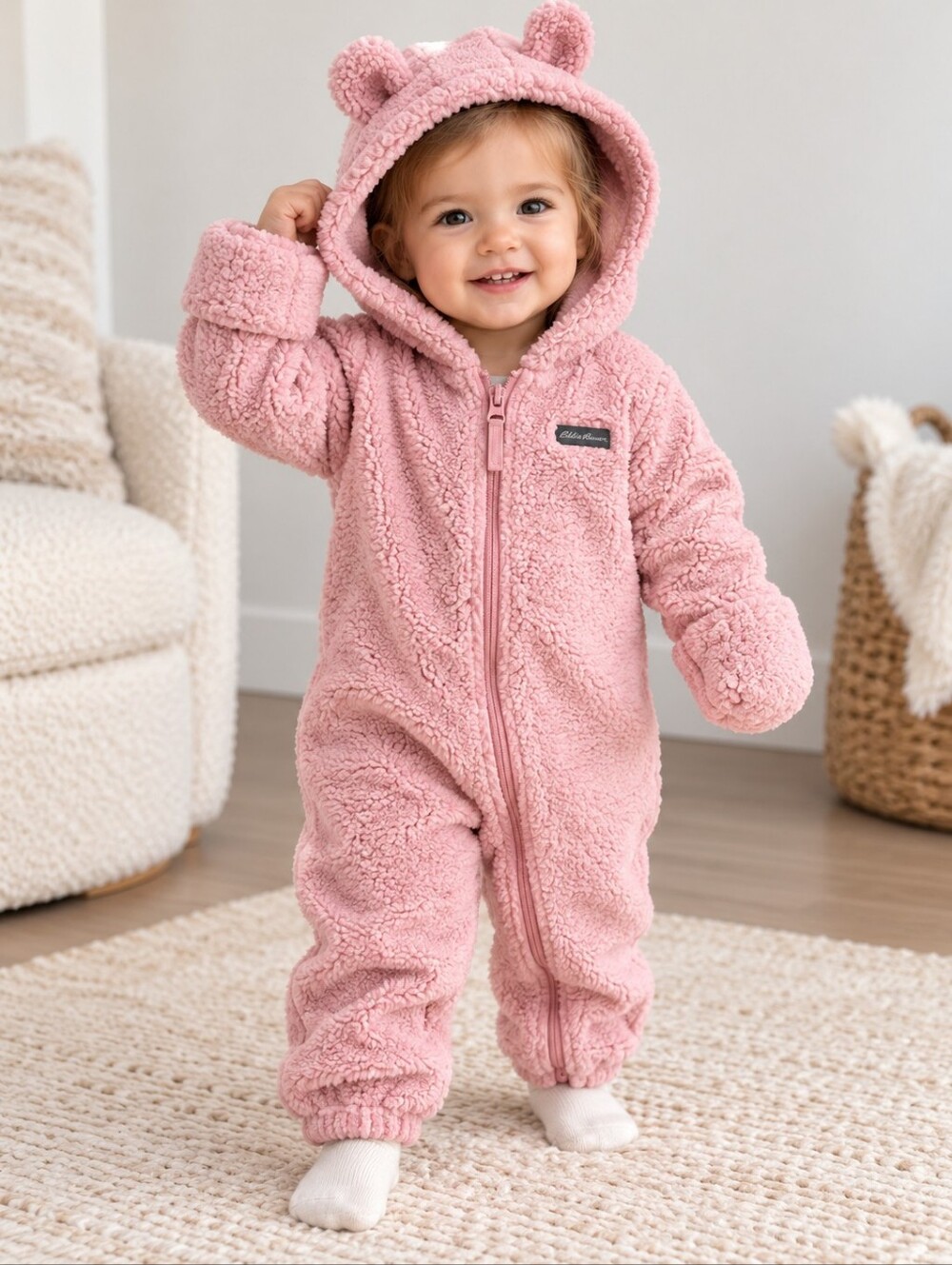 Eddie Bauer Baby Pink Sherpa Fleece Bunting Snowsuit 24M